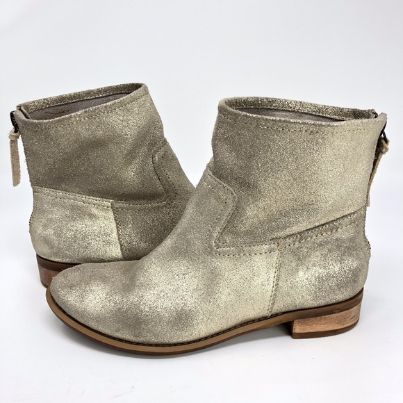 GAP Shoes - GAP | Genuine Leather Suede Metallic Gold Bootie